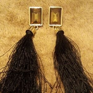 Chic Black and Gold Tassel Earrings